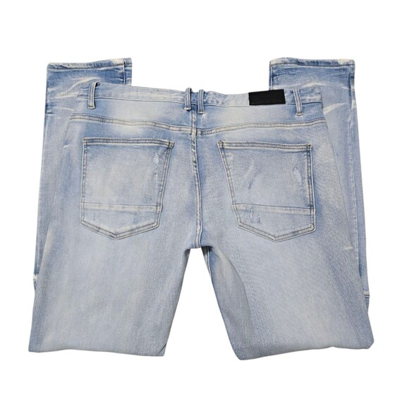 Smoke Rise Jeans Mens 36x32 Blue Distressed Ripped Light Wash Denim Streetwear - Picture 4 of 13